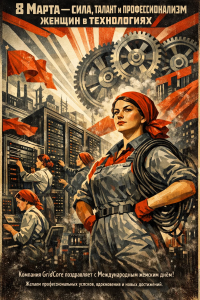 «Компания GridCore поздравляет с Международным женским днём! Желаем профессиональных успехов, вдохновения и новых достижений.»
